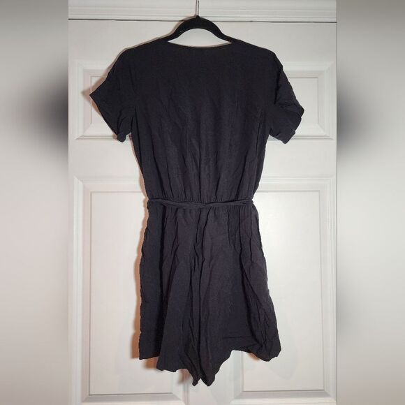 Gap Black Belted Button Front Shirts Romper S - Picture 4 of 4